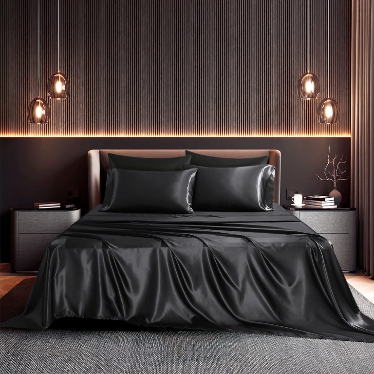 Set, Queen, Silky Bed s, 4 Pieces,Black