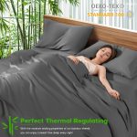 Sonoro Kate Luxury Bamboo Bed Sheet Set - Deep Pockets - 4 Piece, Queen, Dark Gray - Image 2